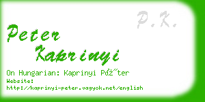 peter kaprinyi business card